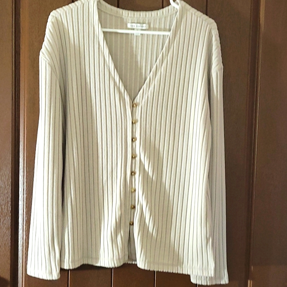 Free Assembly Woman's XL Ribbed Cream Cardigan